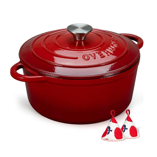 Overmont 5.5QT Enameled Cast Iron Dutch Oven