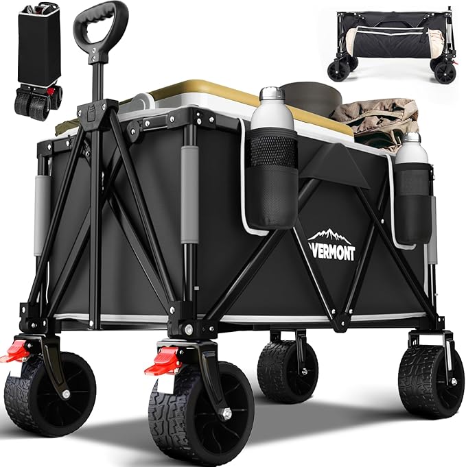 Overmont 150L Collapsible Wagon Cart with Wheels