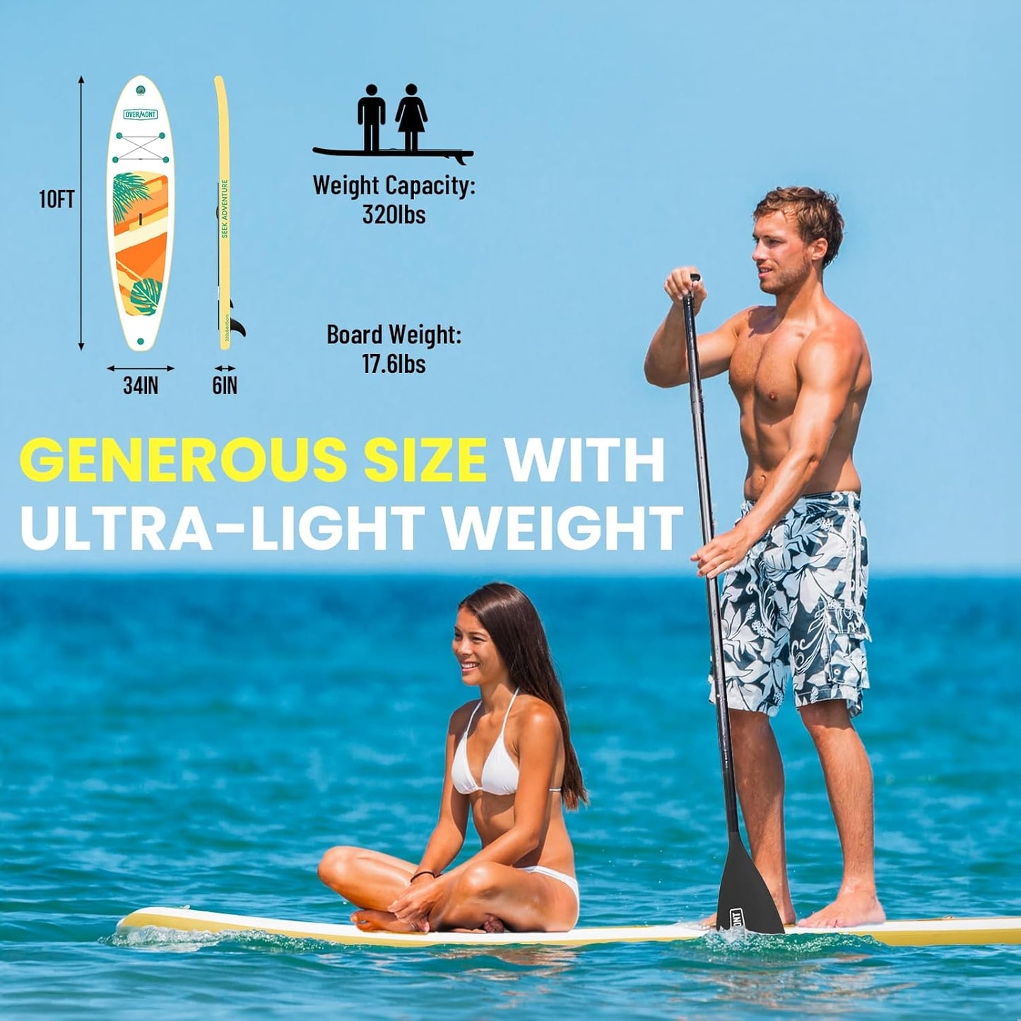 Overmont Inflatable Stand Up Paddle Board