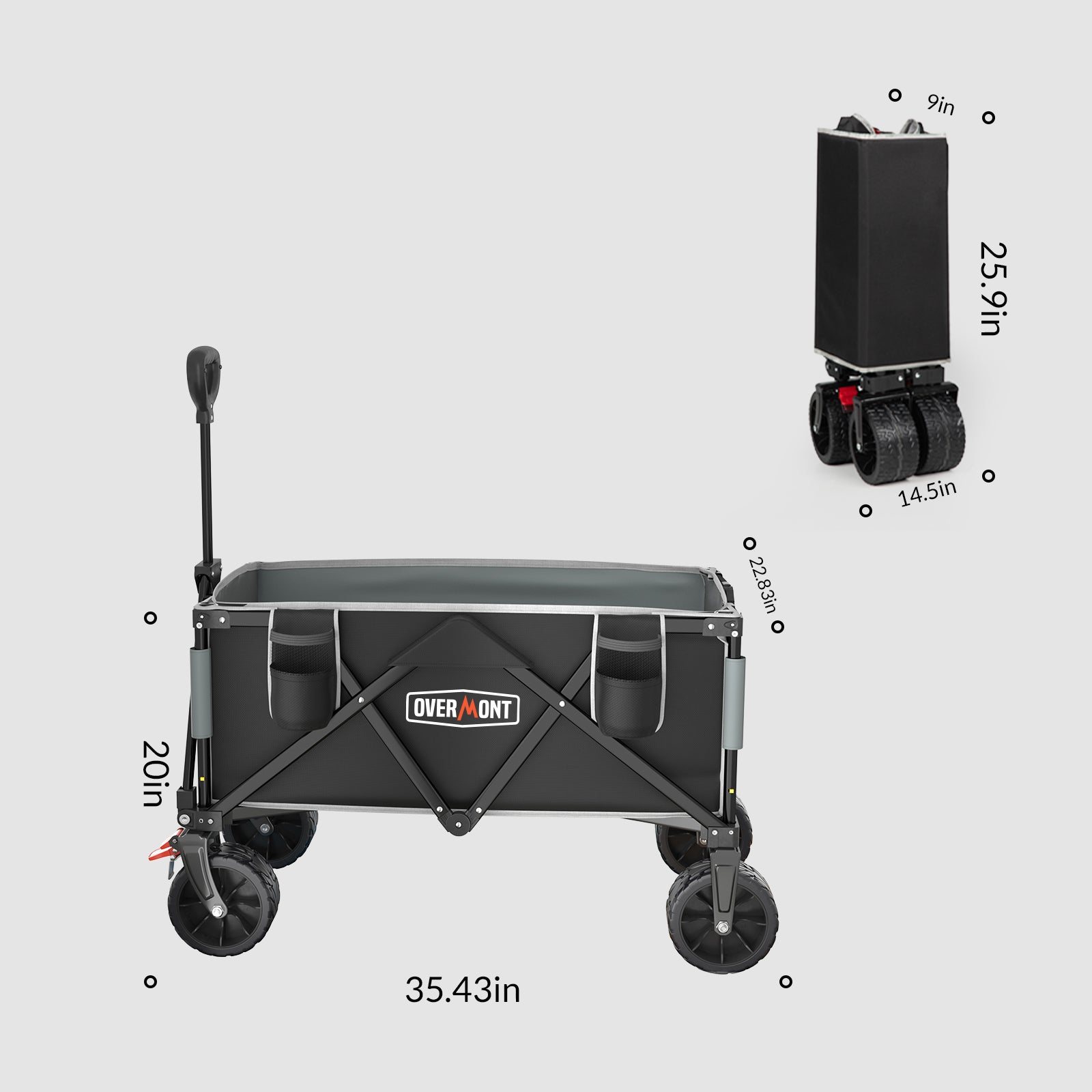 Overmont 150L Collapsible Folding Wagon 3.2In Wheels – Overmontoutdoor