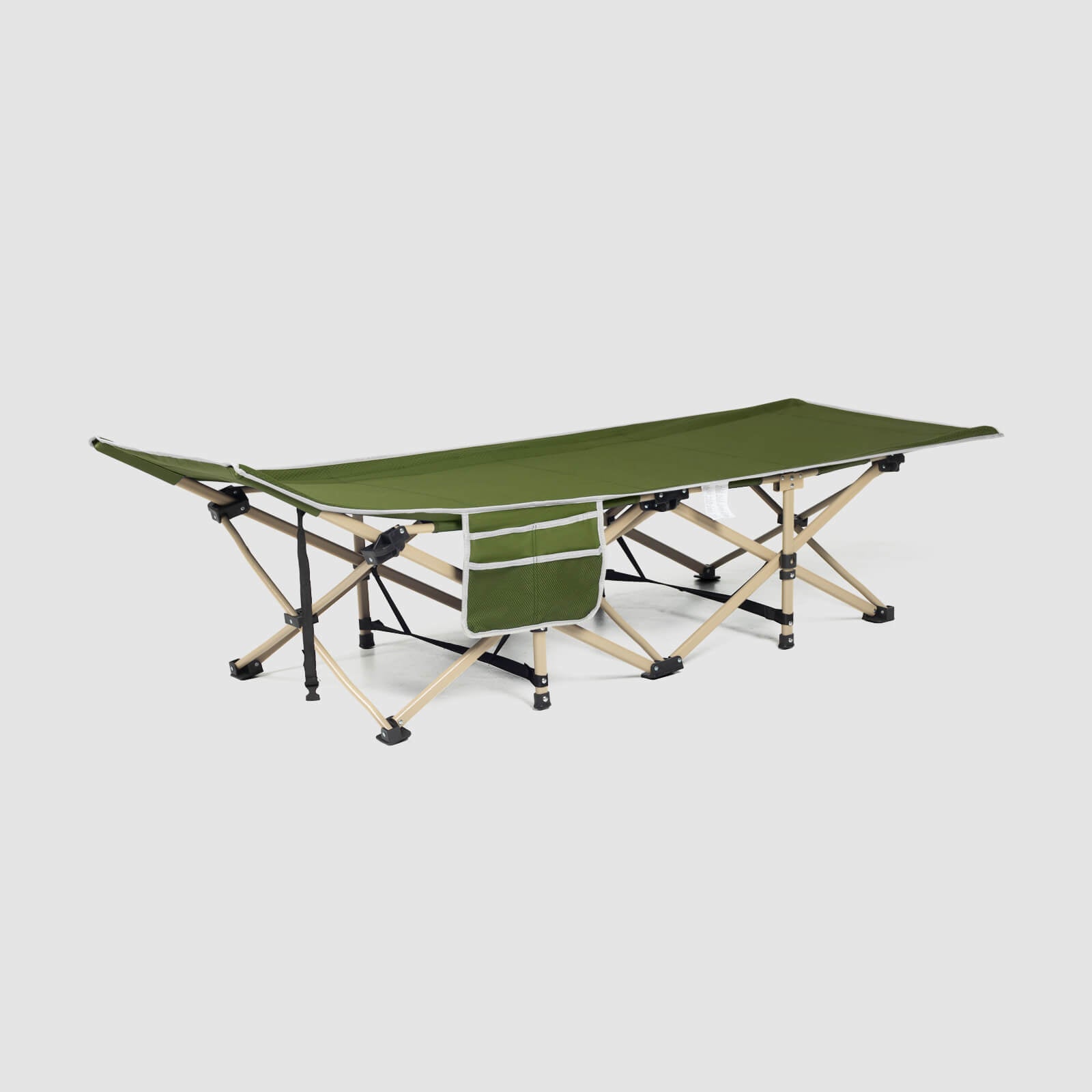 green folding sleeping cot