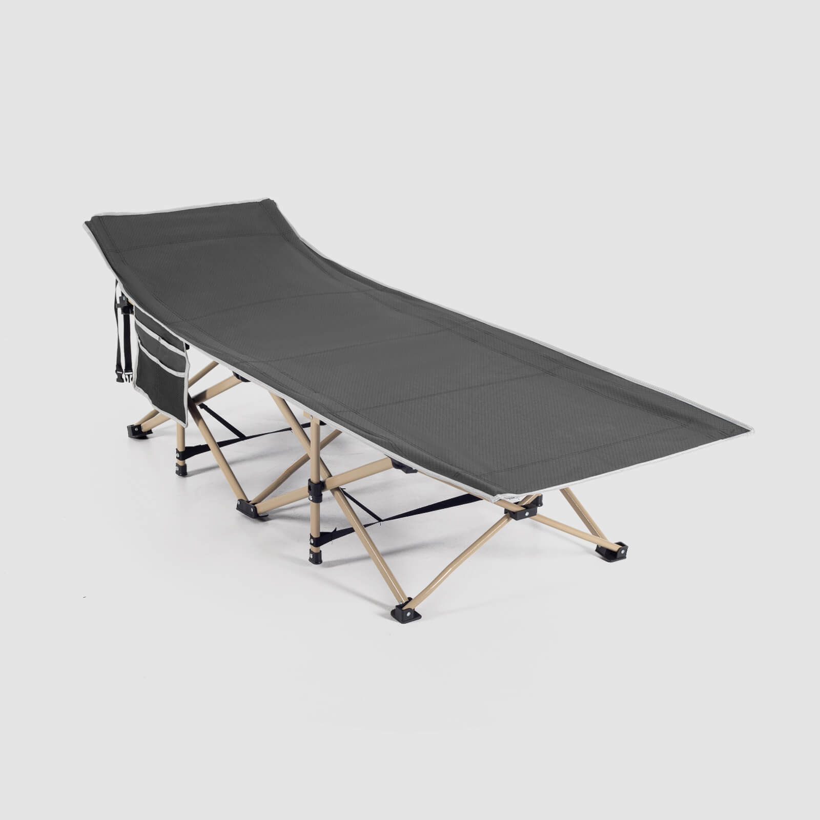 grey folding sleeping cot